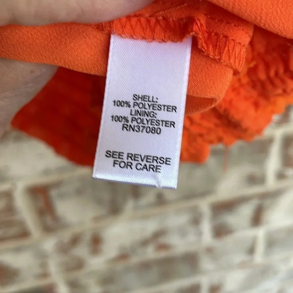 Cato Orange Slit Tie Sleeve Dotted Swiss Blouse - Picture 9 of 11